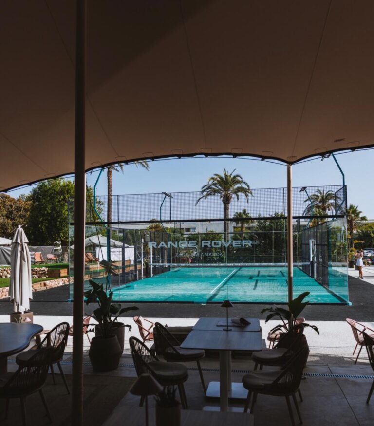 Clubhouse terrace overlooking the padel courts