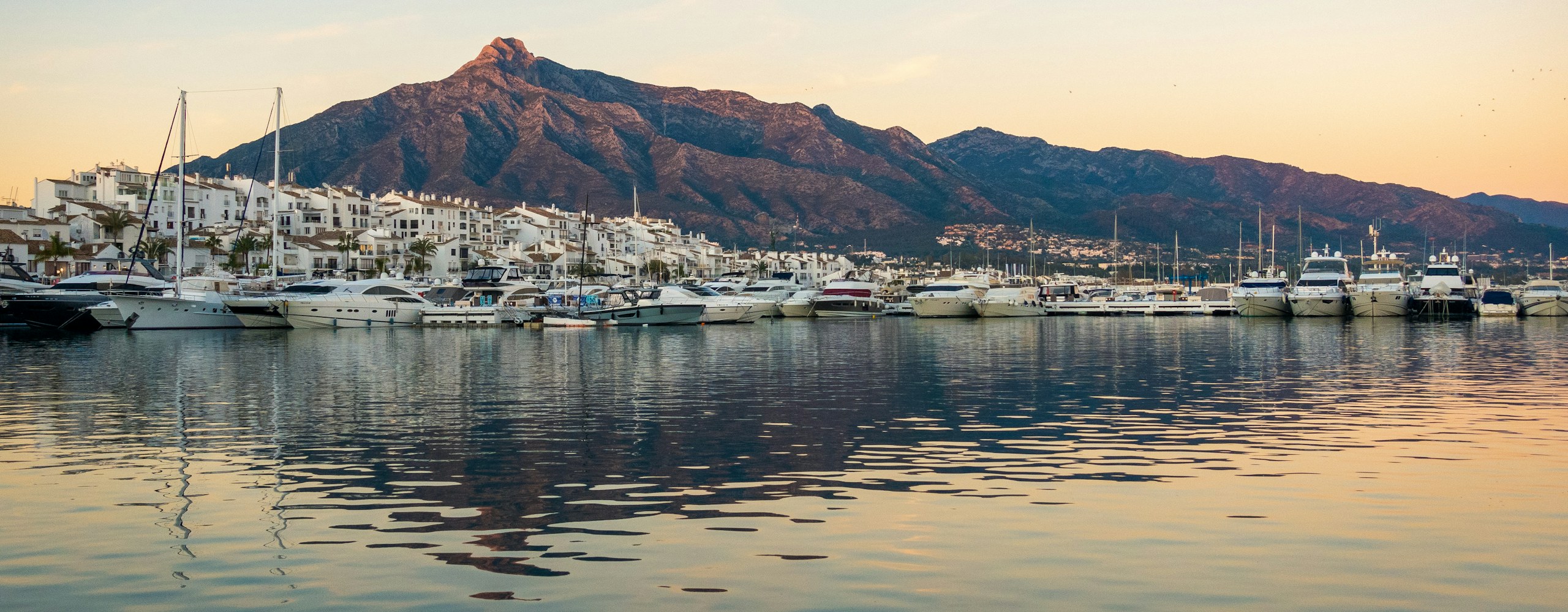 Puerto Banús marina in Marbella with La Concha mountain behind